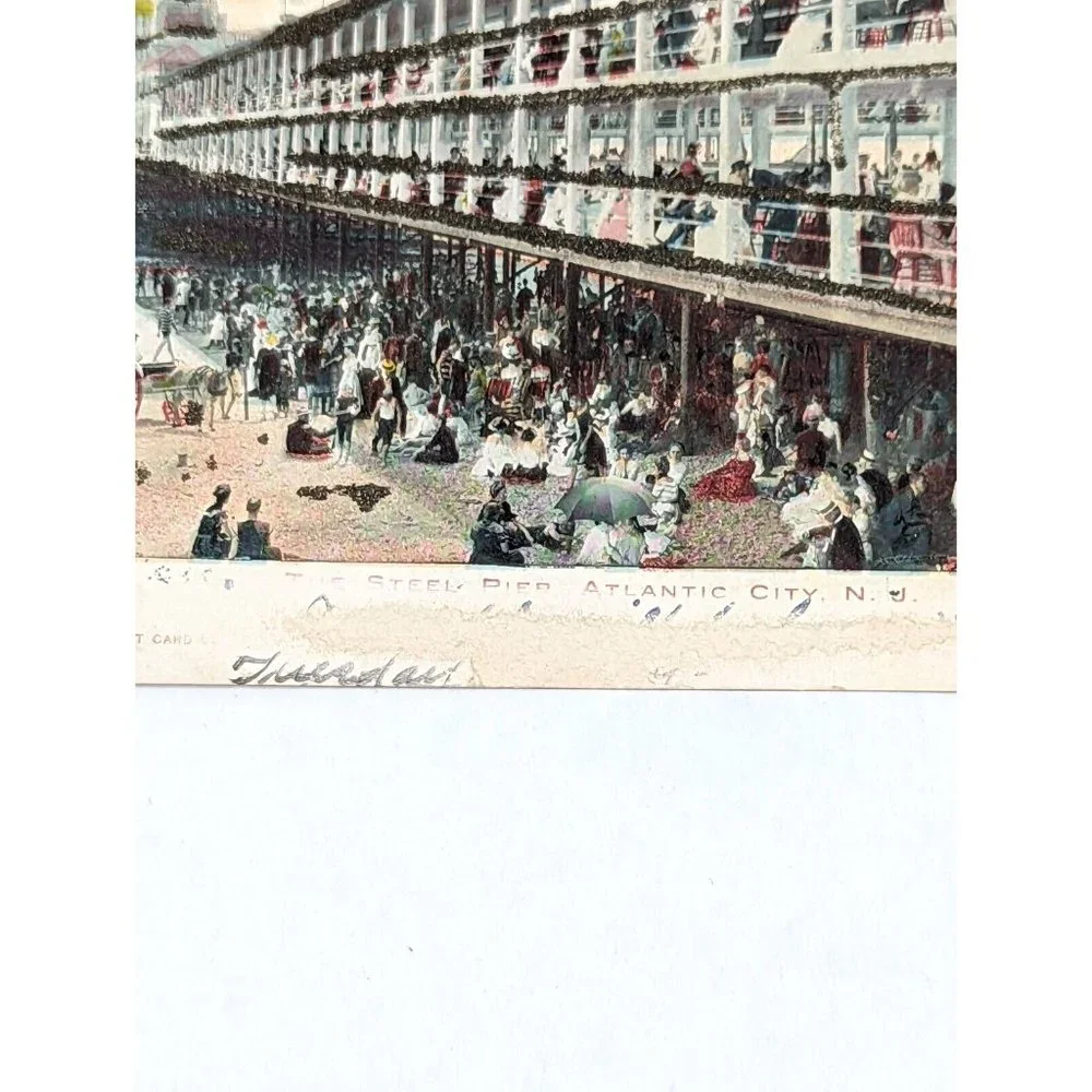 Vintage Postcard Illustrated The Steel Pier Atlantic‎ City New Jersey NJ 1900s